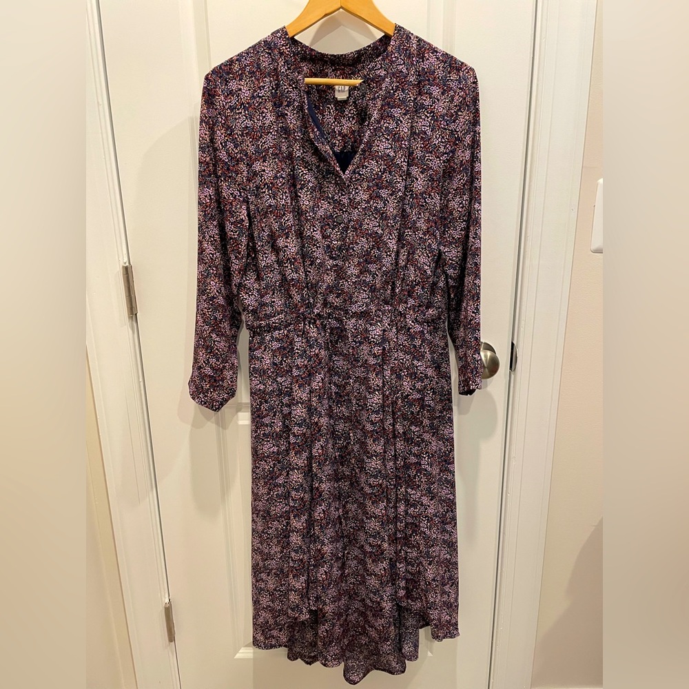 GAP Purple Floral Midi Dress In Sz Large